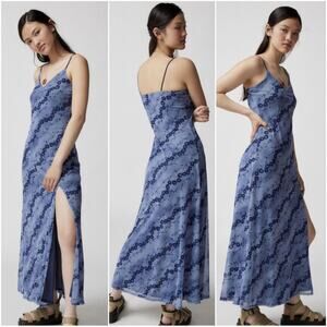 UO Urban Outfitters Mesh Paisley Midi Dress Women's Size XL blue multi